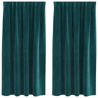 Produktbild för Mörkläggningsgardiner 2 pcs Mörkgrön 140 x 175 cm Sammet
