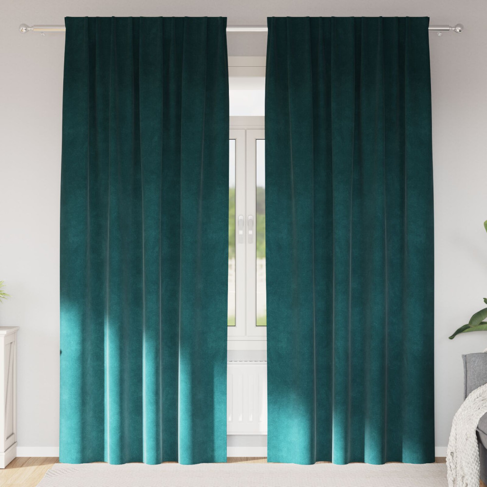 Produktbild för Mörkläggningsgardiner 2 pcs Mörkgrön 140 x 225 cm Sammet