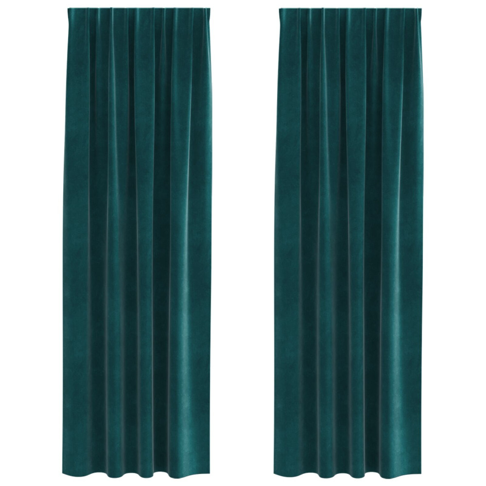 Produktbild för Mörkläggningsgardiner 2 pcs Mörkgrön 140 x 260 cm Sammet