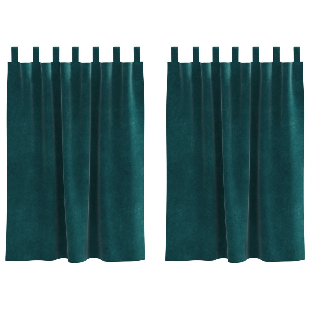 Produktbild för Mörkläggningsgardiner 2 pcs Mörkgrön 140 x 140 cm Sammet