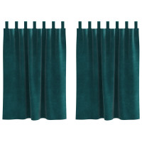 Produktbild för Mörkläggningsgardiner 2 pcs Mörkgrön 140 x 140 cm Sammet