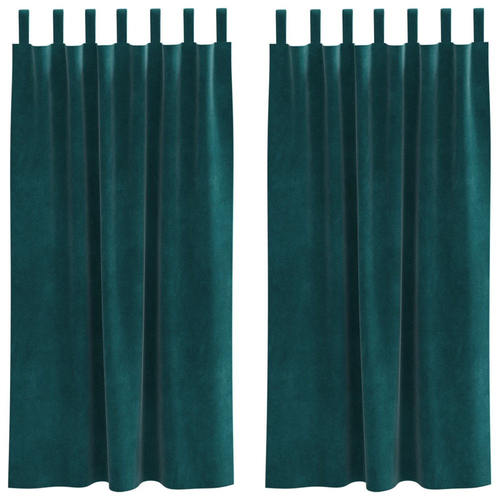 Produktbild för Mörkläggningsgardiner 2 pcs Mörkgrön 140 x 175 cm Sammet