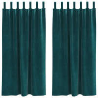 Produktbild för Mörkläggningsgardiner 2 pcs Mörkgrön 140 x 175 cm Sammet