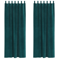 Produktbild för Mörkläggningsgardiner 2 pcs Mörkgrön 140 x 225 cm Sammet