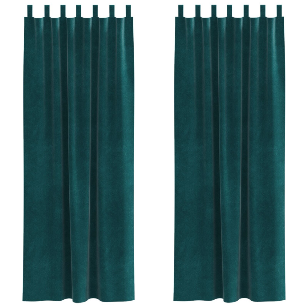 Produktbild för Mörkläggningsgardiner 2 pcs Mörkgrön 140 x 260 cm Sammet
