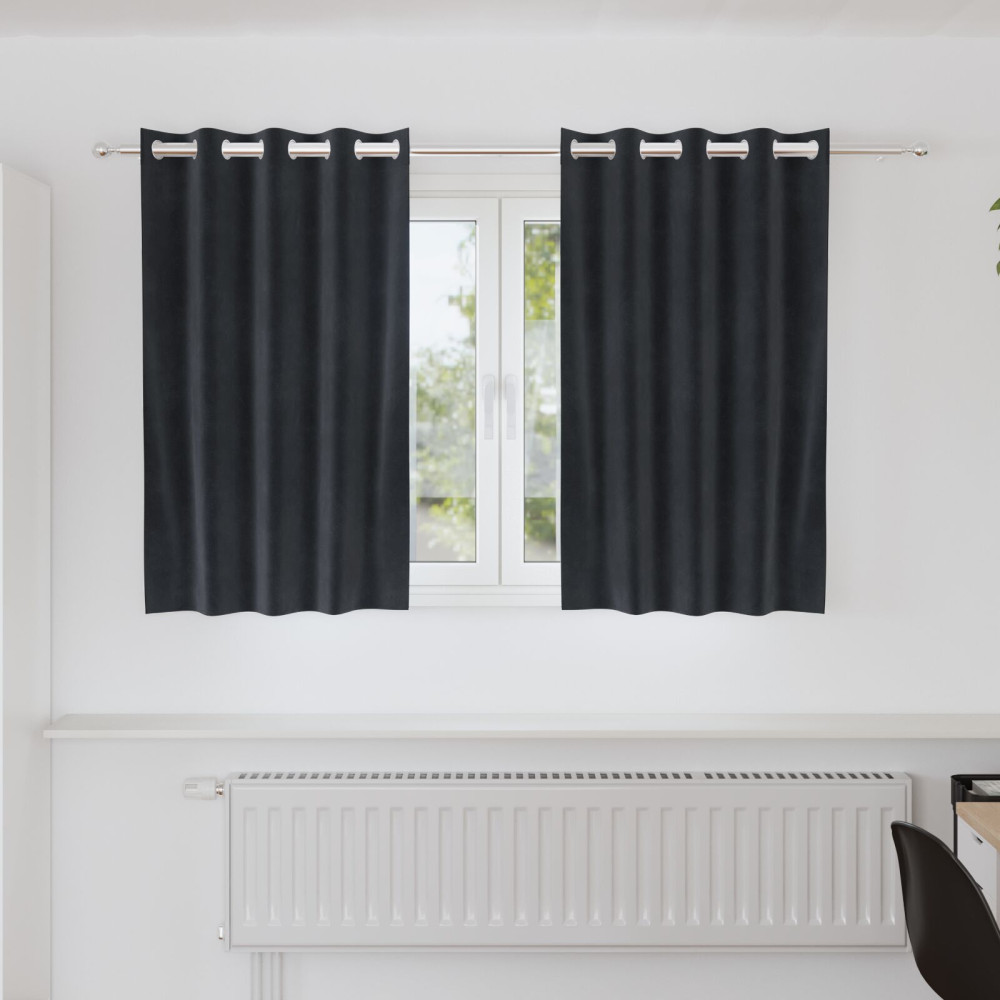Produktbild för Mörkläggningsgardiner 2 pcs Mörkgrå 140 x 140 cm Sammet