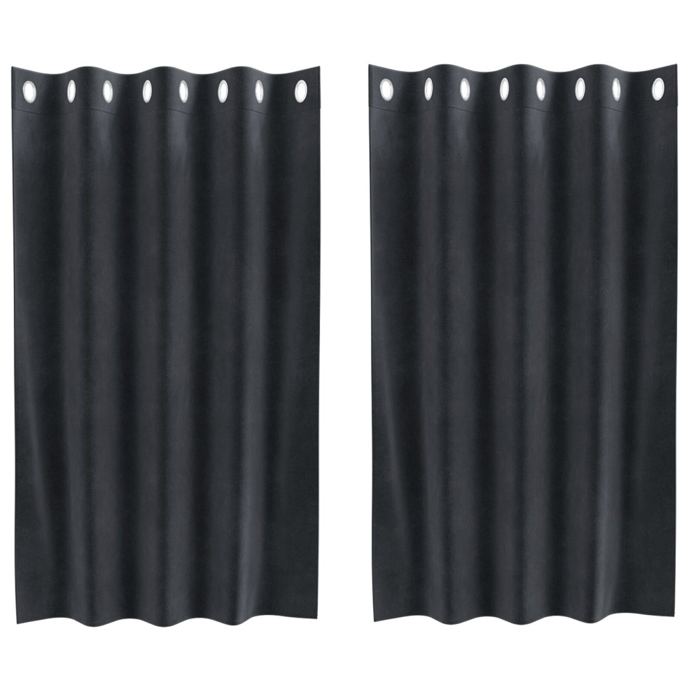Produktbild för Mörkläggningsgardiner 2 pcs Mörkgrå 140 x 140 cm Sammet