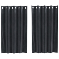 Produktbild för Mörkläggningsgardiner 2 pcs Mörkgrå 140 x 140 cm Sammet