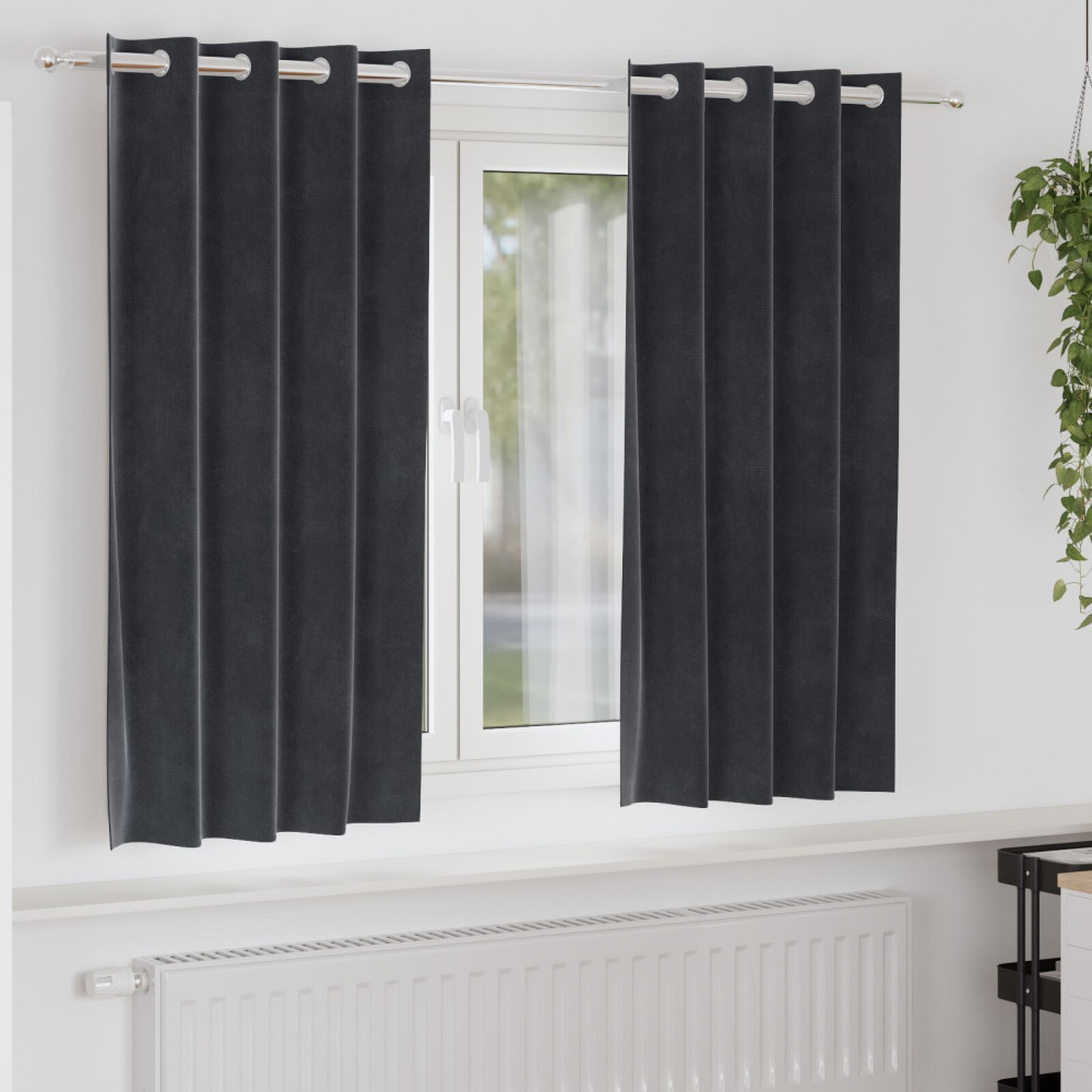 Produktbild för Mörkläggningsgardiner 2 pcs Mörkgrå 140 x 175 cm Sammet
