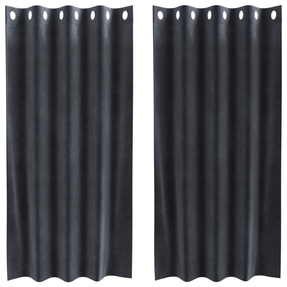 Produktbild för Mörkläggningsgardiner 2 pcs Mörkgrå 140 x 175 cm Sammet