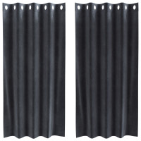 Produktbild för Mörkläggningsgardiner 2 pcs Mörkgrå 140 x 175 cm Sammet