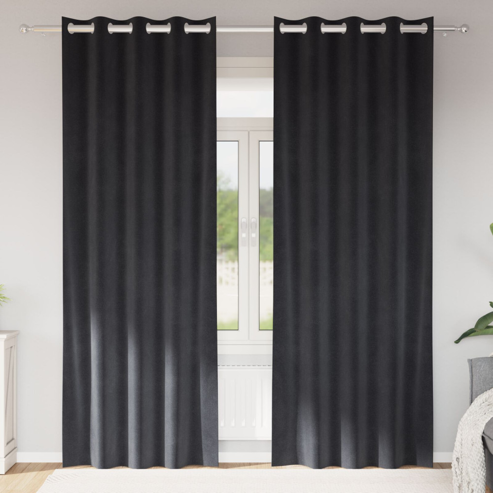 Produktbild för Mörkläggningsgardiner 2 pcs Mörkgrå 140 x 225 cm Sammet