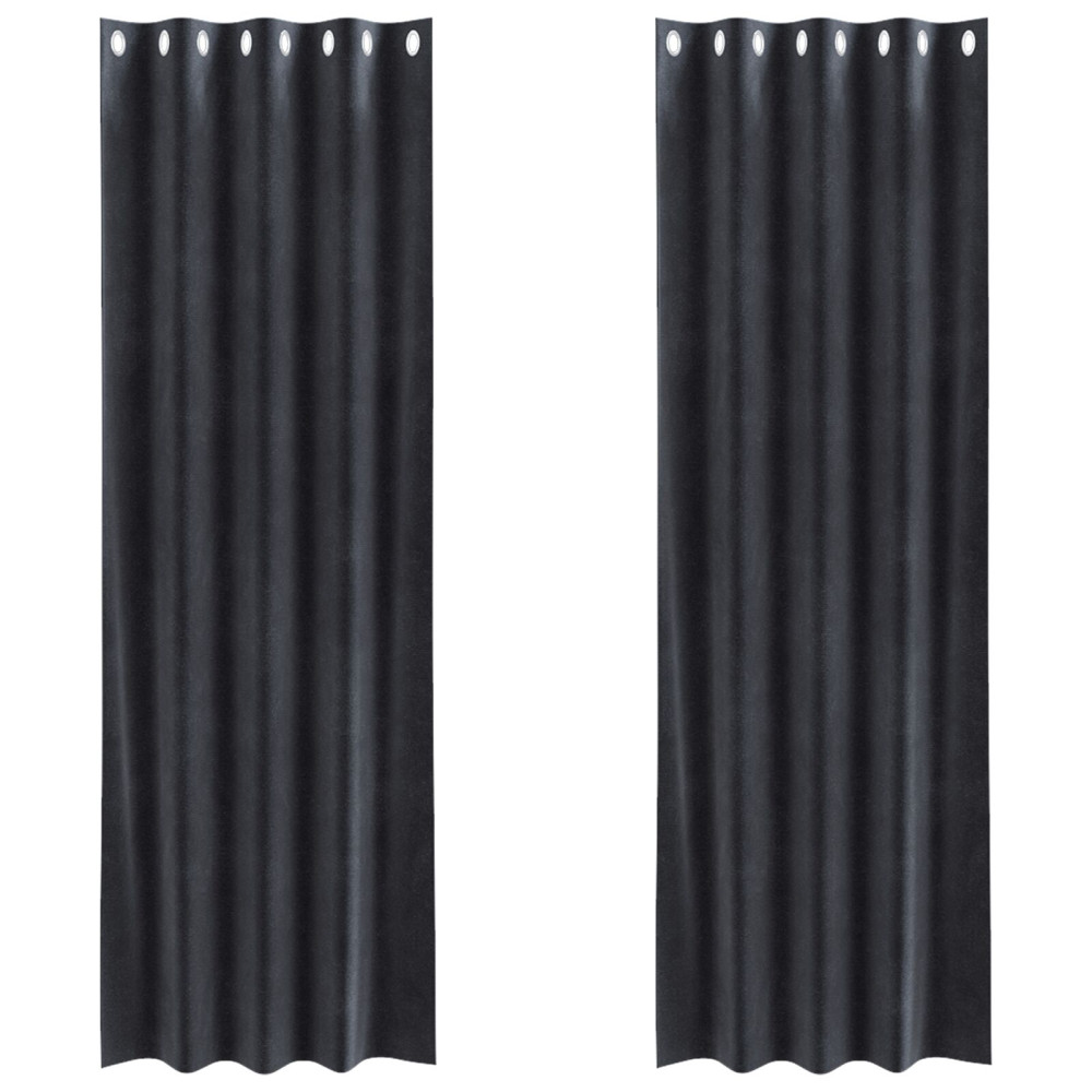 Produktbild för Mörkläggningsgardiner 2 pcs Mörkgrå 140 x 260 cm Sammet