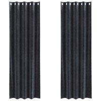 Produktbild för Mörkläggningsgardiner 2 pcs Mörkgrå 140 x 260 cm Sammet