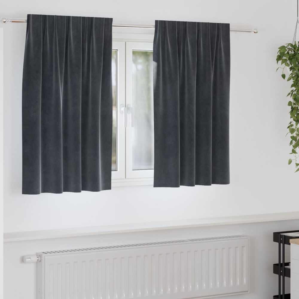 Produktbild för Mörkläggningsgardiner 2 pcs Mörkgrå 140 x 140 cm Sammet