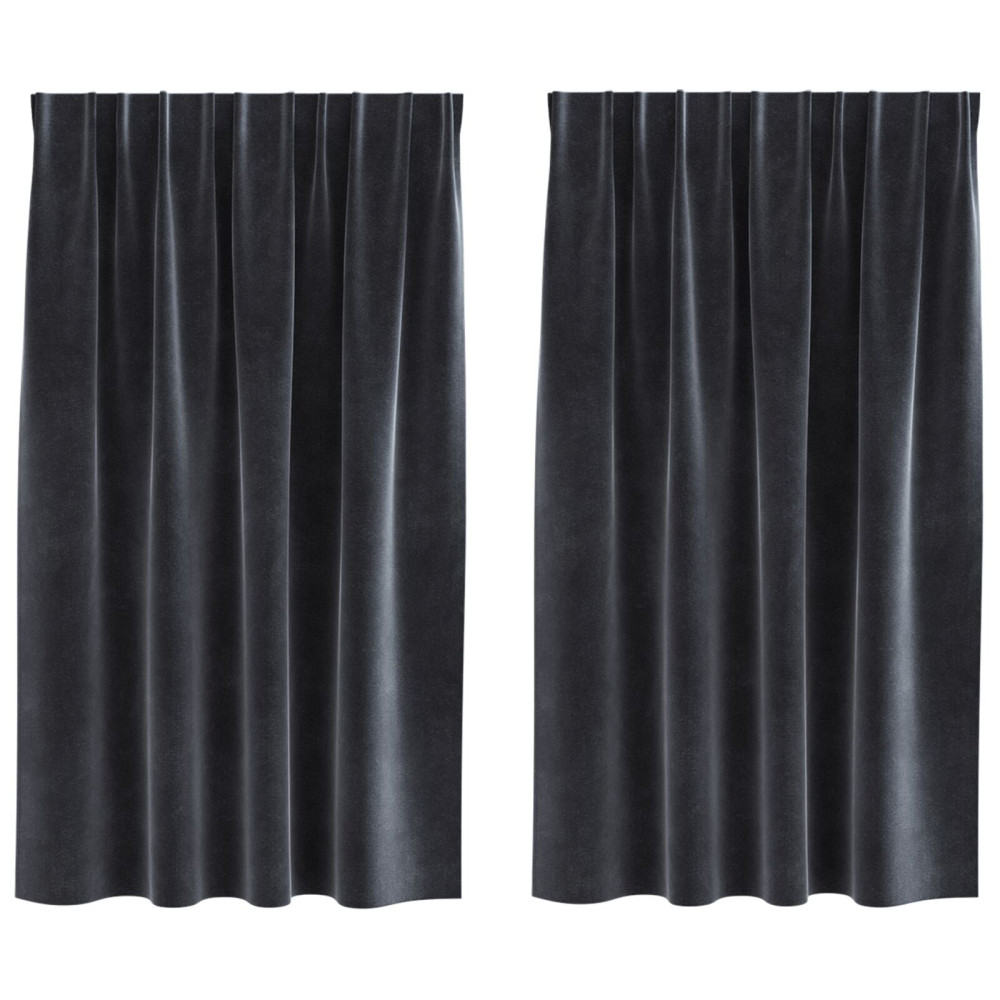 Produktbild för Mörkläggningsgardiner 2 pcs Mörkgrå 140 x 140 cm Sammet
