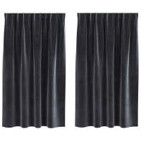 Produktbild för Mörkläggningsgardiner 2 pcs Mörkgrå 140 x 140 cm Sammet