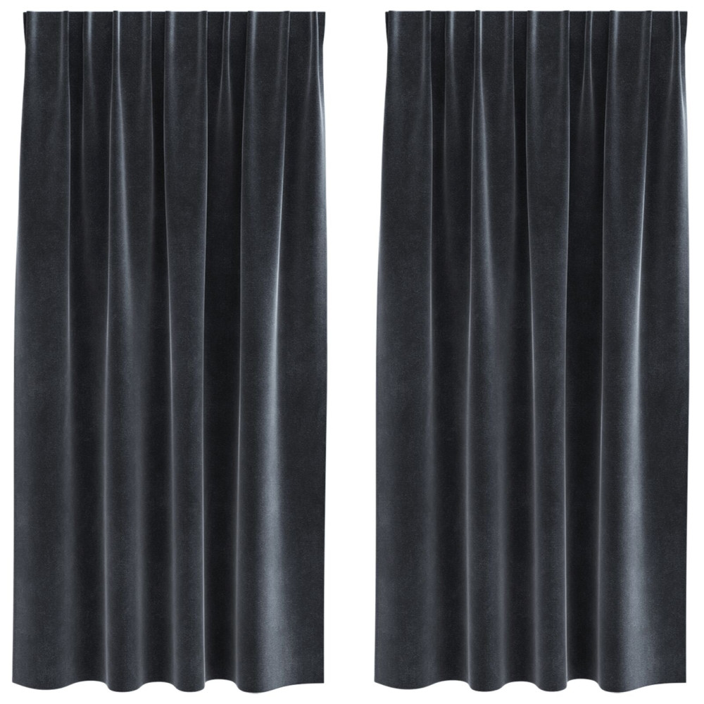 Produktbild för Mörkläggningsgardiner 2 pcs Mörkgrå 140 x 175 cm Sammet