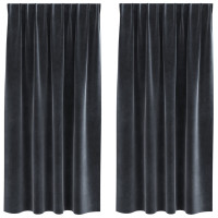 Produktbild för Mörkläggningsgardiner 2 pcs Mörkgrå 140 x 175 cm Sammet