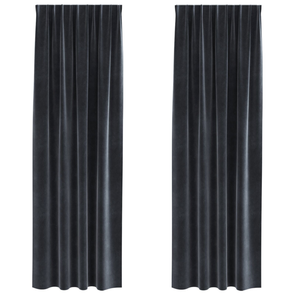 Produktbild för Mörkläggningsgardiner 2 pcs Mörkgrå 140 x 225 cm Sammet