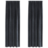 Produktbild för Mörkläggningsgardiner 2 pcs Mörkgrå 140 x 260 cm Sammet