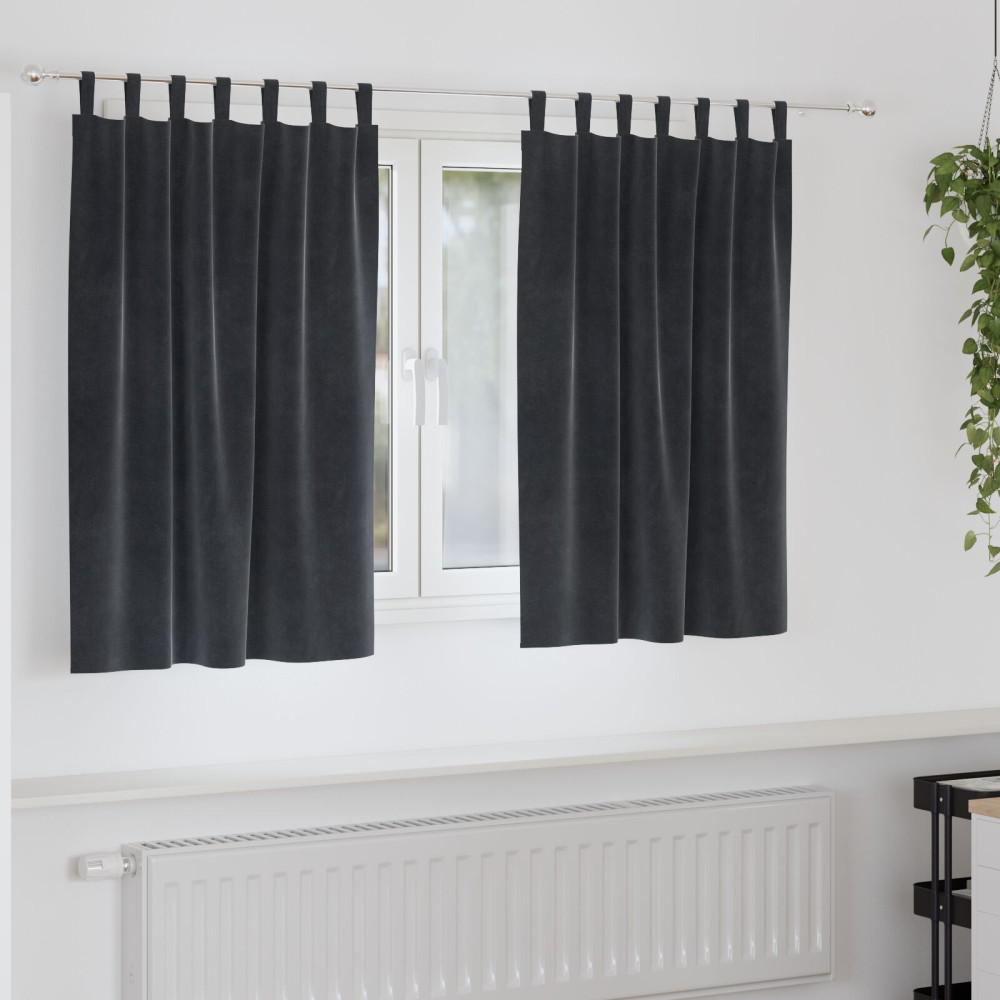 Produktbild för Mörkläggningsgardiner 2 pcs Mörkgrå 140 x 140 cm Sammet