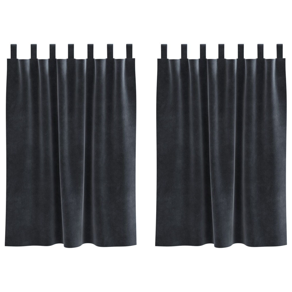 Produktbild för Mörkläggningsgardiner 2 pcs Mörkgrå 140 x 140 cm Sammet