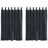 Produktbild för Mörkläggningsgardiner 2 pcs Mörkgrå 140 x 140 cm Sammet