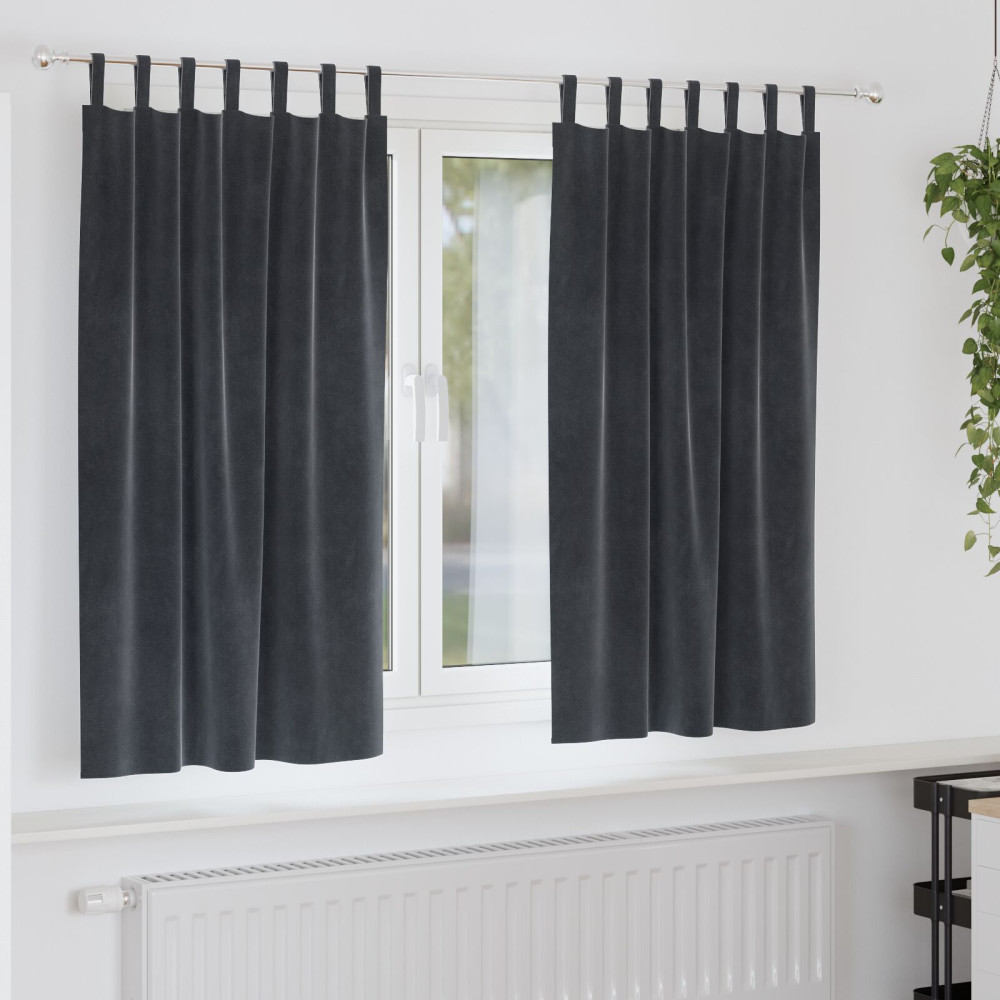 Produktbild för Mörkläggningsgardiner 2 pcs Mörkgrå 140 x 175 cm Sammet
