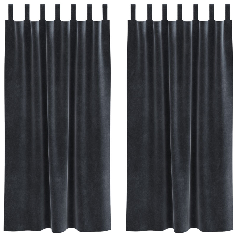 Produktbild för Mörkläggningsgardiner 2 pcs Mörkgrå 140 x 175 cm Sammet