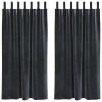 Produktbild för Mörkläggningsgardiner 2 pcs Mörkgrå 140 x 175 cm Sammet