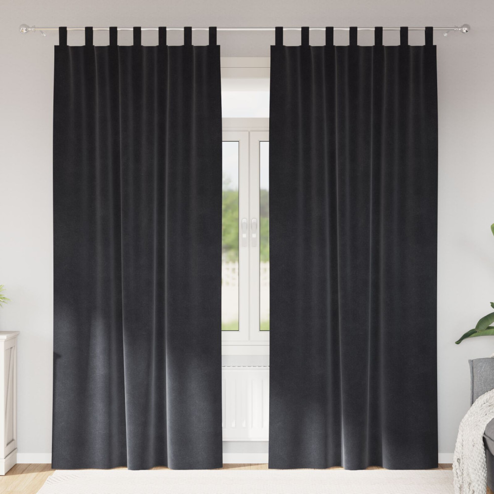 Produktbild för Mörkläggningsgardiner 2 pcs Mörkgrå 140 x 245 cm Sammet