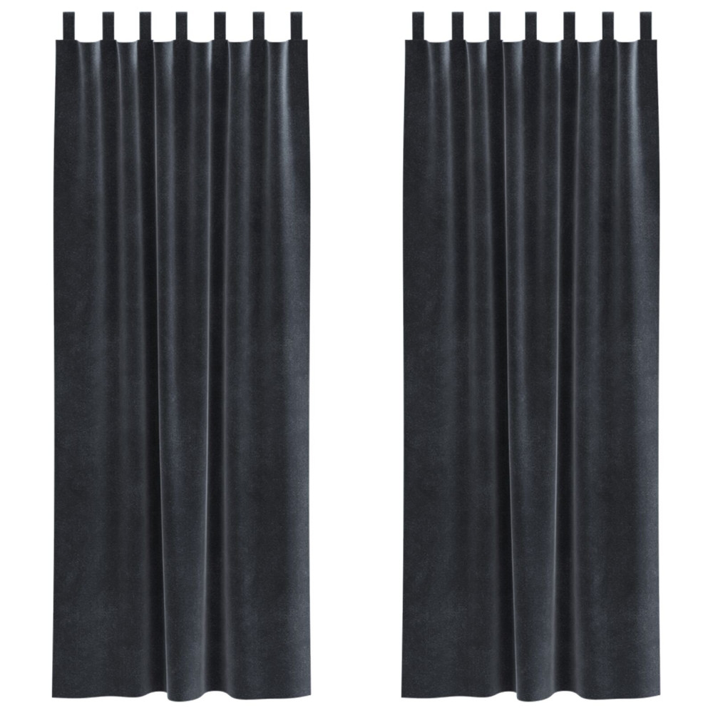 Produktbild för Mörkläggningsgardiner 2 pcs Mörkgrå 140 x 245 cm Sammet