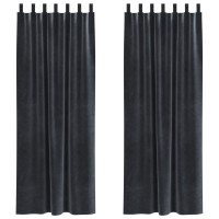 Produktbild för Mörkläggningsgardiner 2 pcs Mörkgrå 140 x 260 cm Sammet