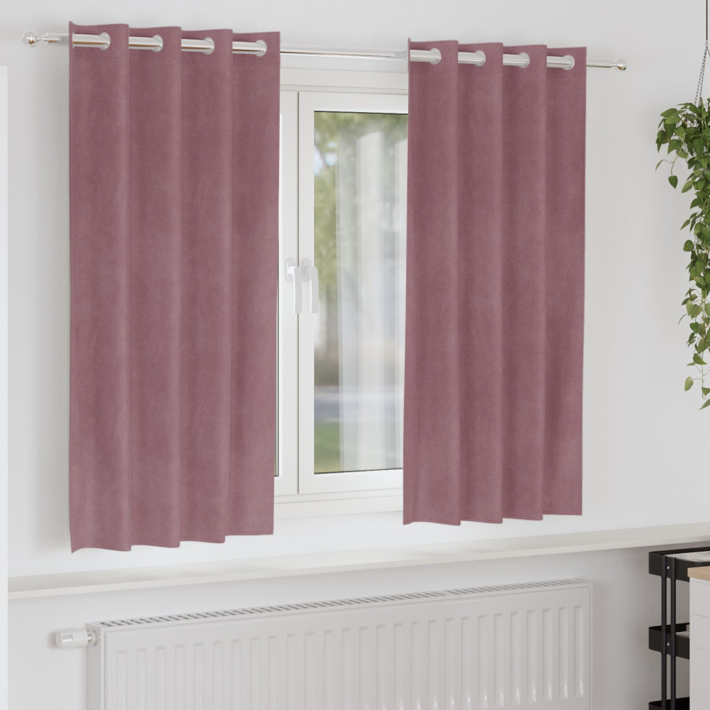 Produktbild för Mörkläggningsgardiner 2 pcs Mörkrosa 140 x 175 cm Sammet