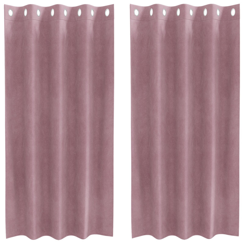 Produktbild för Mörkläggningsgardiner 2 pcs Mörkrosa 140 x 175 cm Sammet