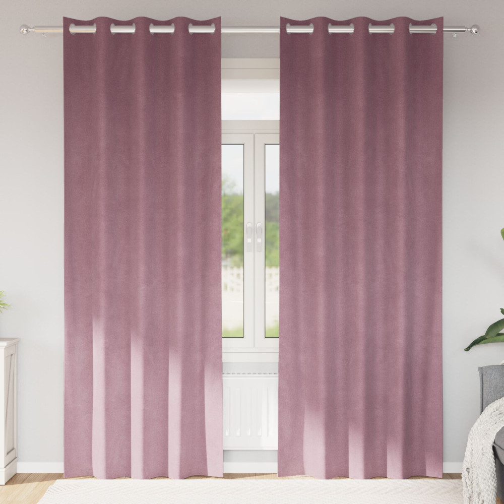 Produktbild för Mörkläggningsgardiner 2 pcs Mörkrosa 140 x 225 cm Sammet
