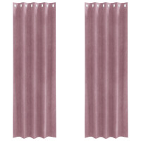 Produktbild för Mörkläggningsgardiner 2 pcs Mörkrosa 140 x 225 cm Sammet