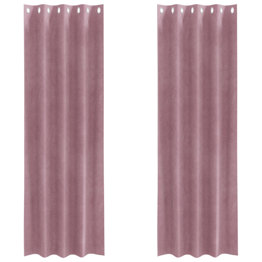 Produktbild för Mörkläggningsgardiner 2 pcs Mörkrosa 140 x 260 cm Sammet