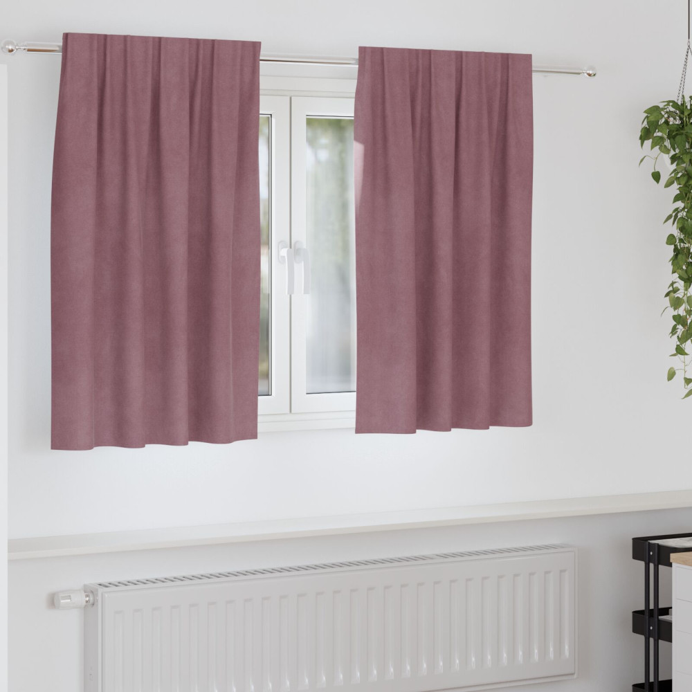 Produktbild för Mörkläggningsgardiner 2 pcs Mörkrosa 140 x 140 cm Sammet