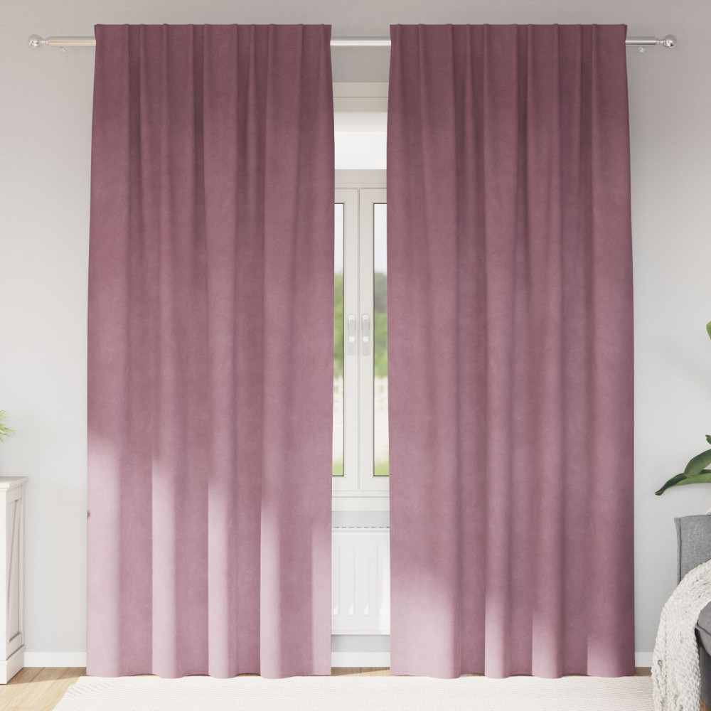 Produktbild för Mörkläggningsgardiner 2 pcs Mörkrosa 140 x 260 cm Sammet