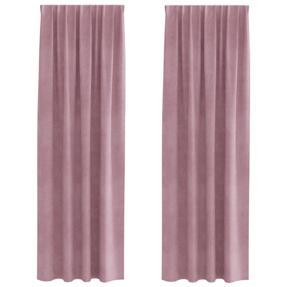 Produktbild för Mörkläggningsgardiner 2 pcs Mörkrosa 140 x 260 cm Sammet