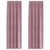 Produktbild för Mörkläggningsgardiner 2 pcs Mörkrosa 140 x 260 cm Sammet