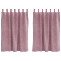 Produktbild för Mörkläggningsgardiner 2 pcs Mörkrosa 140 x 140 cm Sammet