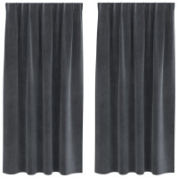 Produktbild för Mörkläggningsgardiner 2 pcs Ljusgrå 140 x 175 cm Sammet