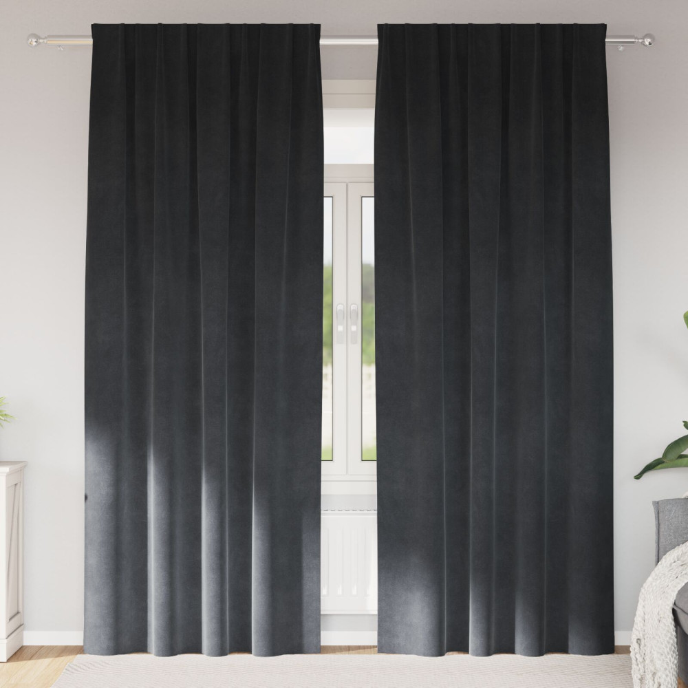 Produktbild för Mörkläggningsgardiner 2 pcs Ljusgrå 140 x 225 cm Sammet