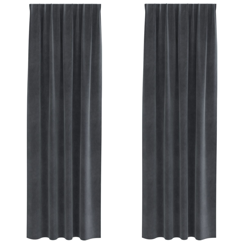 Produktbild för Mörkläggningsgardiner 2 pcs Ljusgrå 140 x 225 cm Sammet