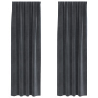 Produktbild för Mörkläggningsgardiner 2 pcs Ljusgrå 140 x 260 cm Sammet