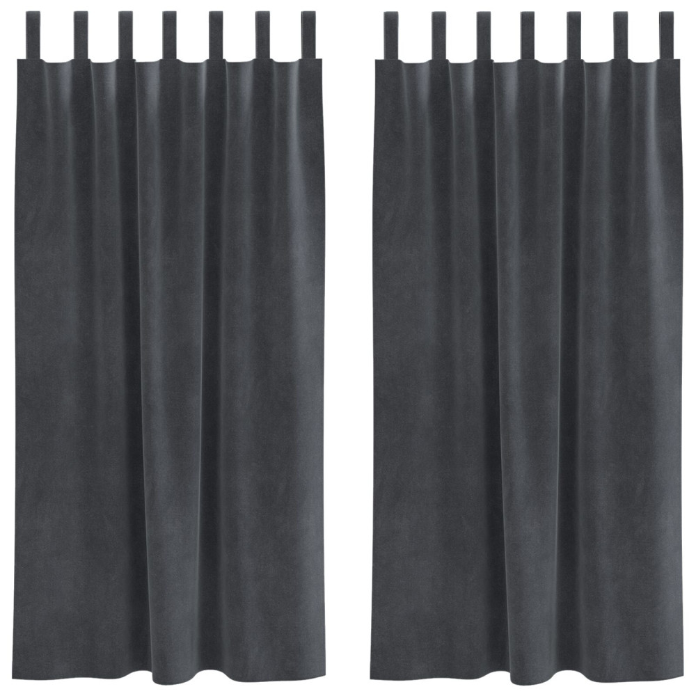 Produktbild för Mörkläggningsgardiner 2 pcs Ljusgrå 140 x 175 cm Sammet