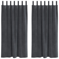 Produktbild för Mörkläggningsgardiner 2 pcs Ljusgrå 140 x 175 cm Sammet